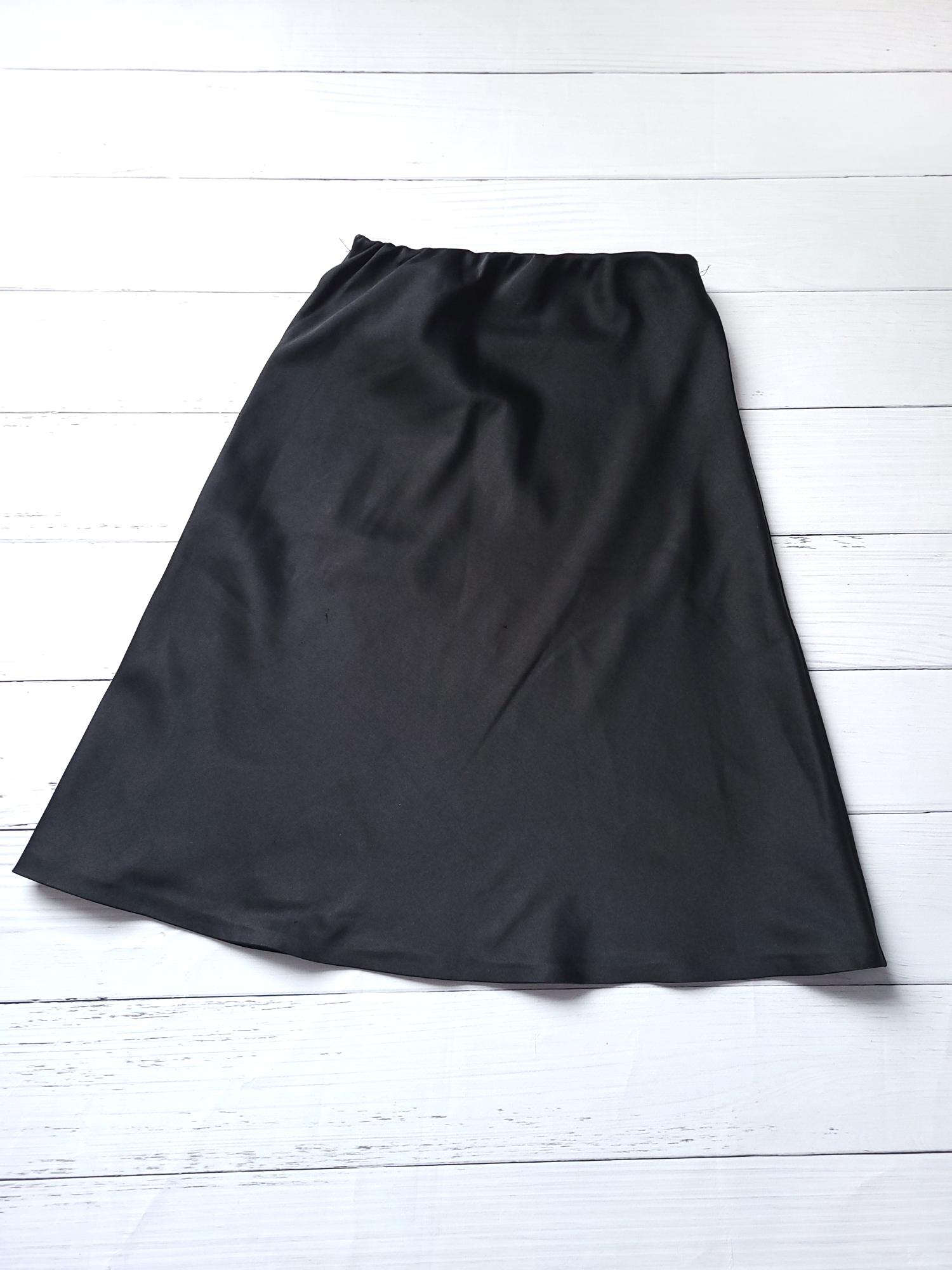 Юбка женская атласная с вышивкой 12219 S Черный (42) - фото 3