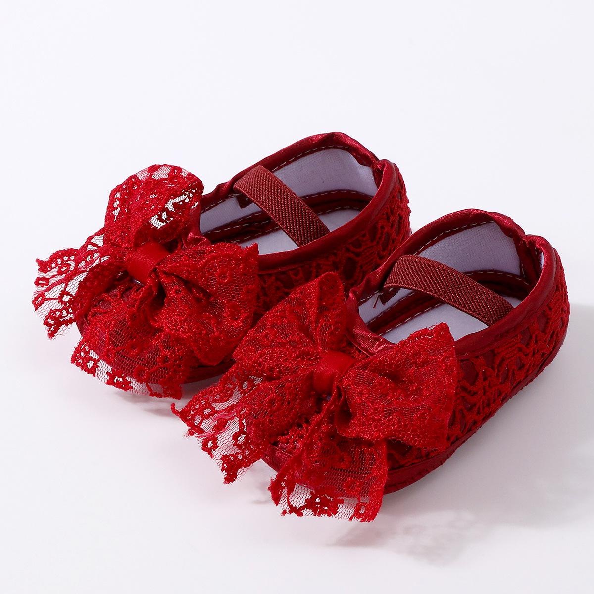 Пинетки детские текстильные Азалия с бантом мягкие для первых шагов 12 см Темно-красный (13119342501)