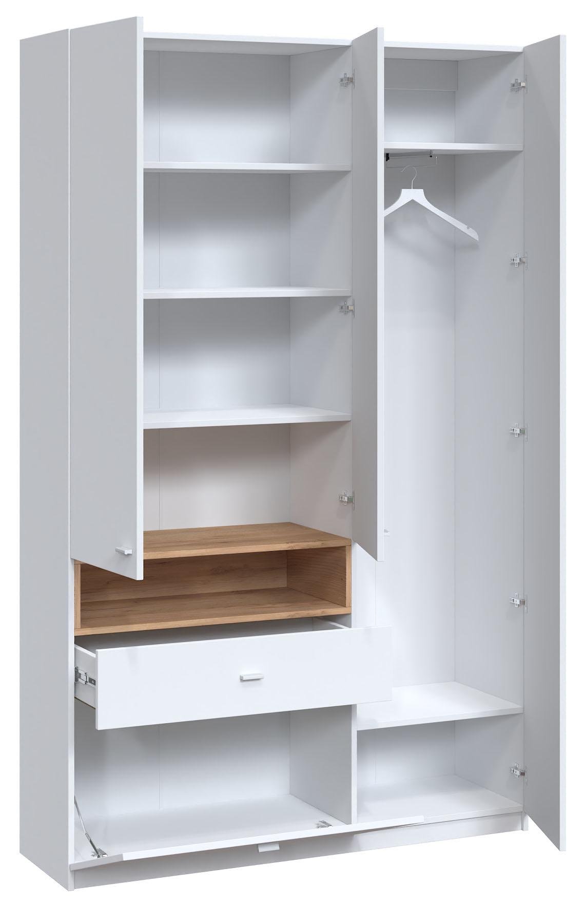 Шафа з дзеркалом розпашна Мастер Форм Тетріс правостороння 1320х376х2000 мм Німфея альба/Дуб крафт золотий (31235) - фото 2 Шафа з дзеркалом розпашна Мастер Форм Тетріс правостороння 1320х376х2000 мм Німфея альба/Дуб крафт золотий (31235) - фото 2