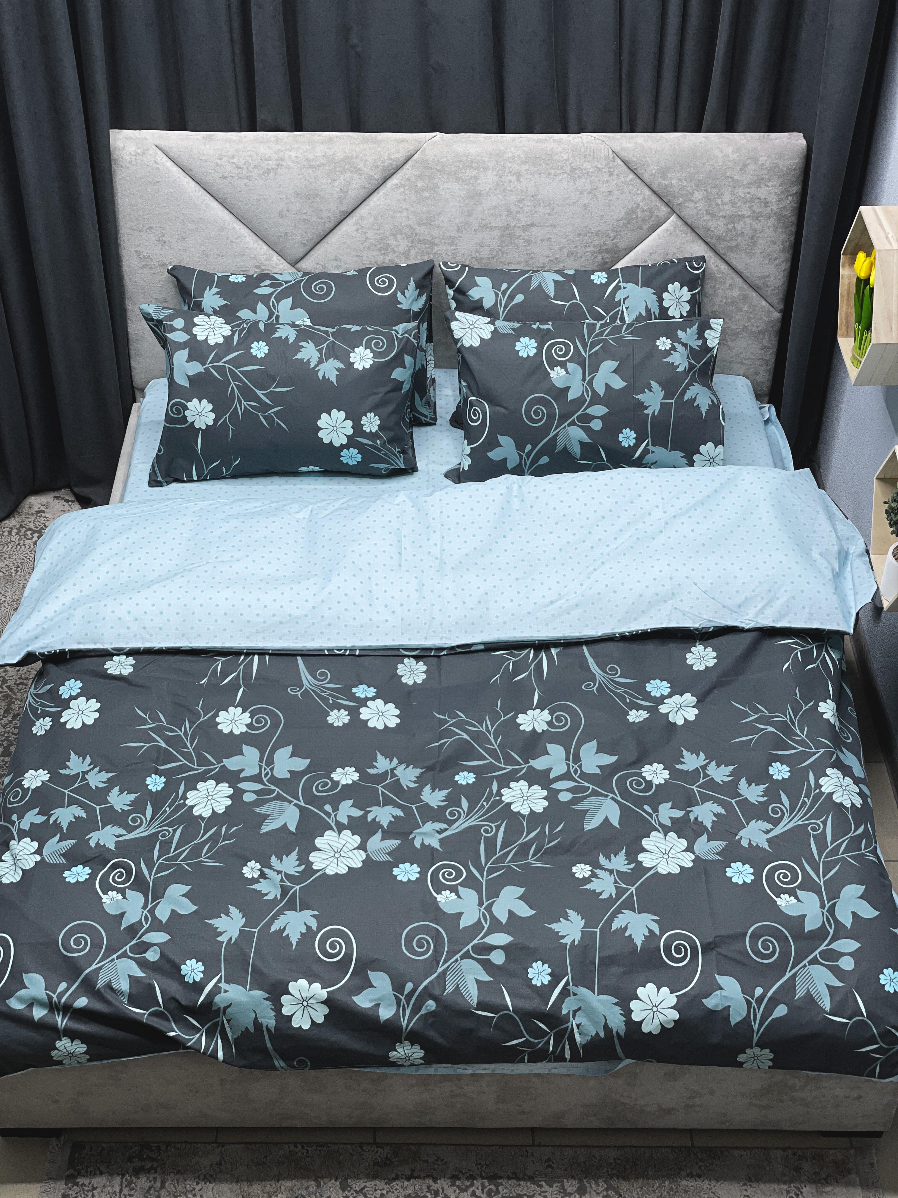 Комплект постельного белья Ego-textile 7979F безевый с цветочным принтом Серый (198051463)