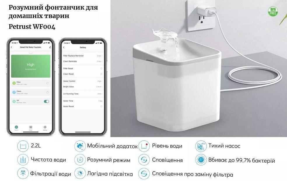 Поилка фонтан для кошек и собак PET PETRUST WF004 2,2 л Wi-Fi и UF-стерилизация Черный (1737747165) - фото 10 Поилка фонтан для кошек и собак PET PETRUST WF004 2,2 л Wi-Fi и UF-стерилизация Черный (1737747165) - фото 10