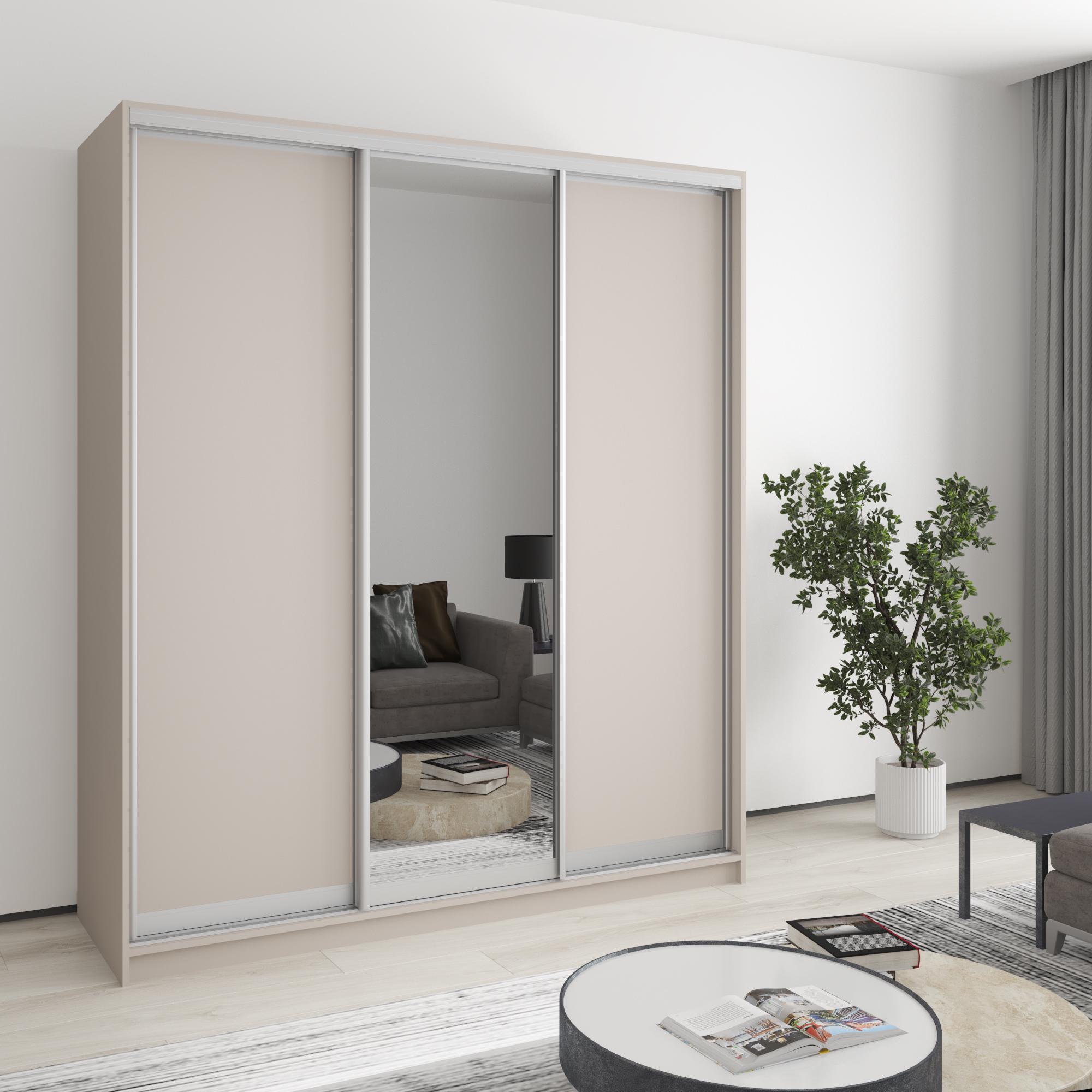 Шкаф-купе трехдверный MebelStar Уни AL 2 ДСП/зеркало 180x60x240 см Кашемир (MBS-1636)