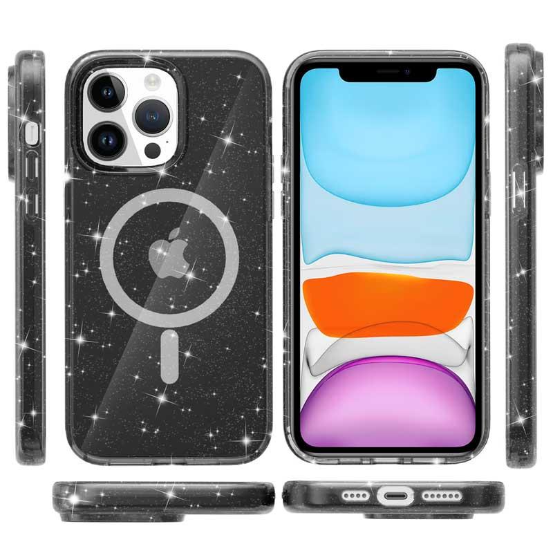 Противоударный Чехол Epik для Apple iPhone 12 Pro Max (6.7") Galaxy Sparkle (MagFit) TPU Black+Glitter - фото 2