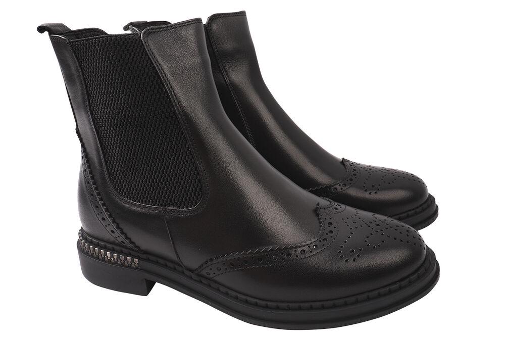 Ботинки женские Magnolya из кожи высокие на низком ходу р. 37 Черный (117-20DHC)