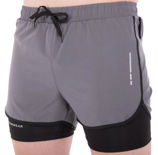 Шорты спортивные двойные с тайтсами мужские JASON 62201 2в1 XL Серый (FFR00440) Шорты спортивные двойные с тайтсами мужские JASON 62201 2в1 XL Серый (FFR00440)