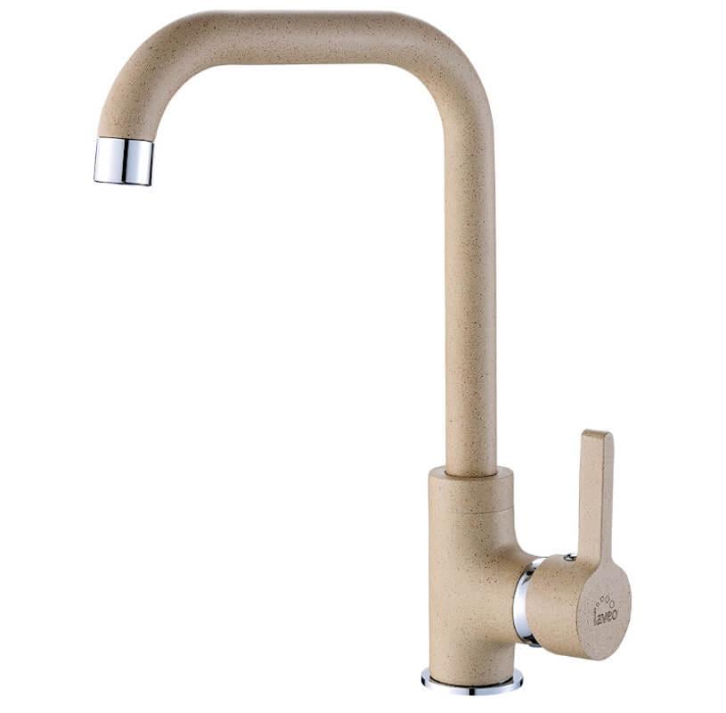 Змішувач Laveo LENA для мийки з виливом L Бежевий/Гранітовий (BKU_465D)