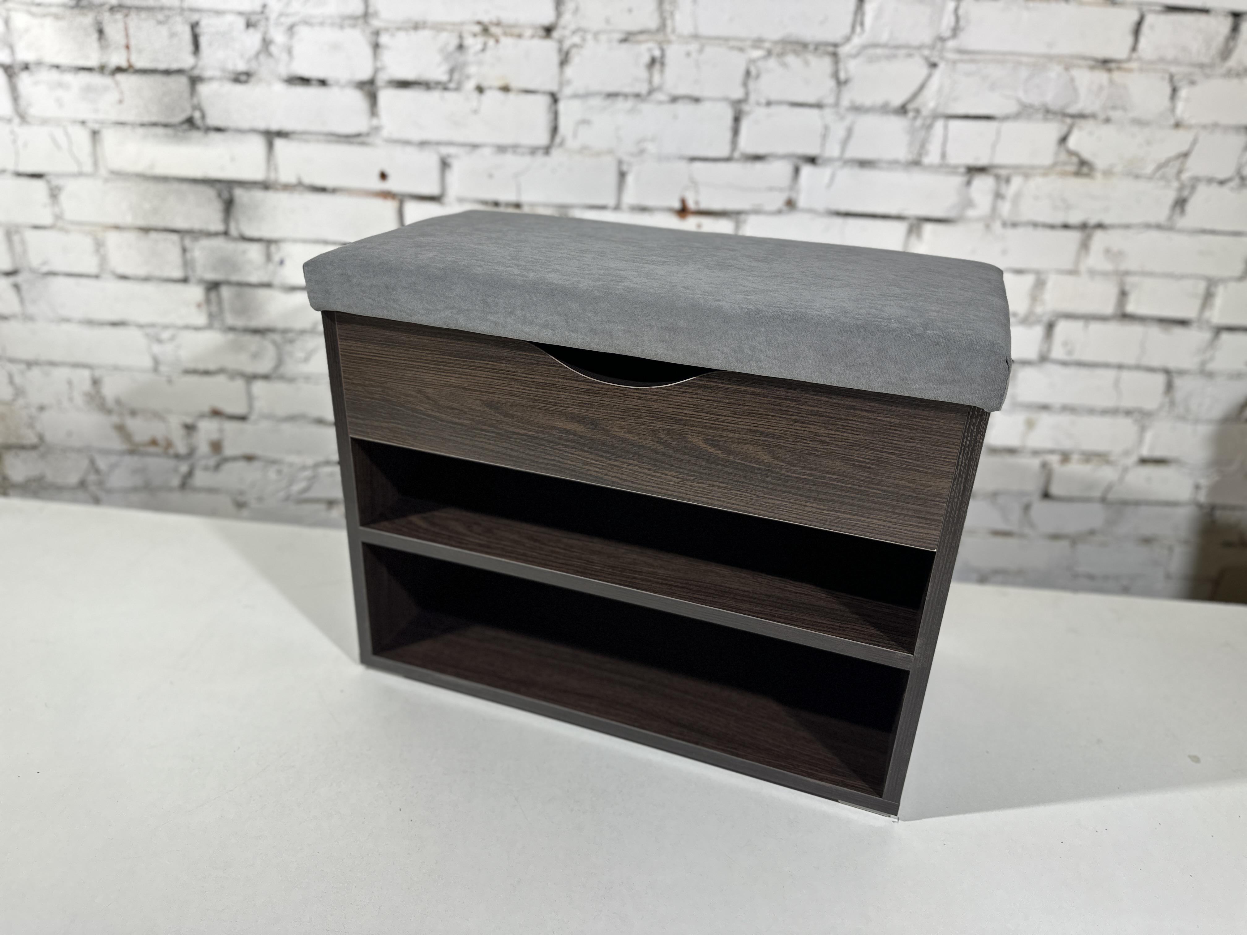 Тумба для обуви ДСП/ткань 30х60х45 см Венге темный/серый