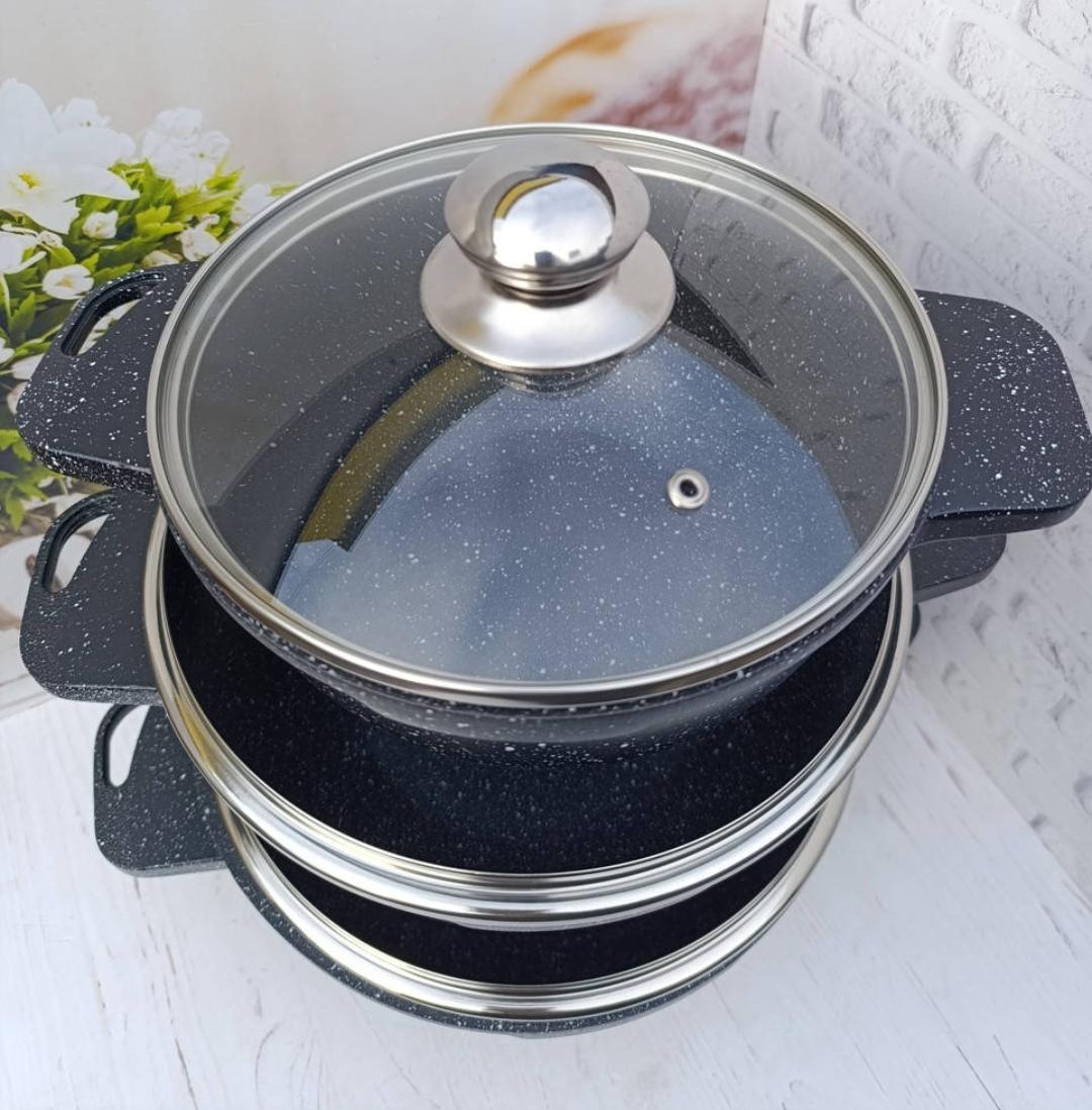 Набор кастрюль Benson BN-386 с мраморным антипригарным покрытием 6 предметов Черный (BN-386) - фото 4 Набор кастрюль Benson BN-386 с мраморным антипригарным покрытием 6 предметов Черный (BN-386) - фото 4