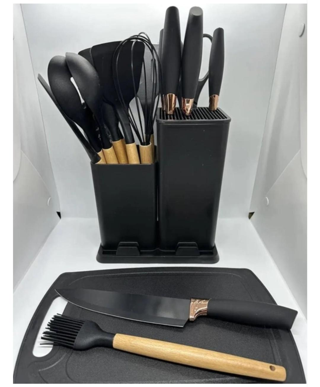 Кухонний набір ножів та аксесуарів Kitchenware Set 20 пр. Чорний (14753969) - фото 1