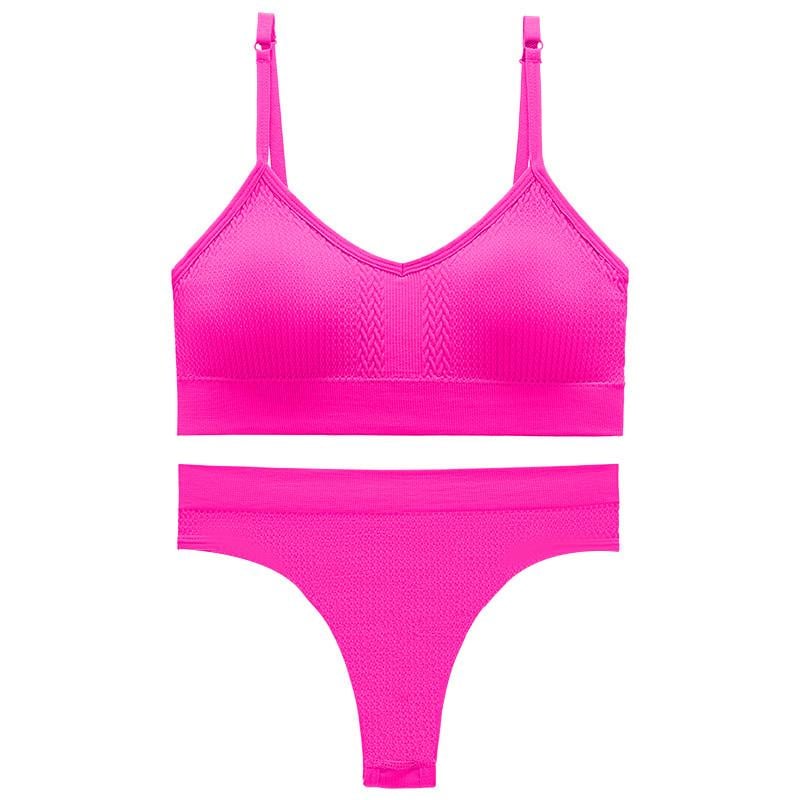 Комплект нижньої білизни жіночої Lesko 6608# Косичка труси та топ L Рожевий електрик (27639521)