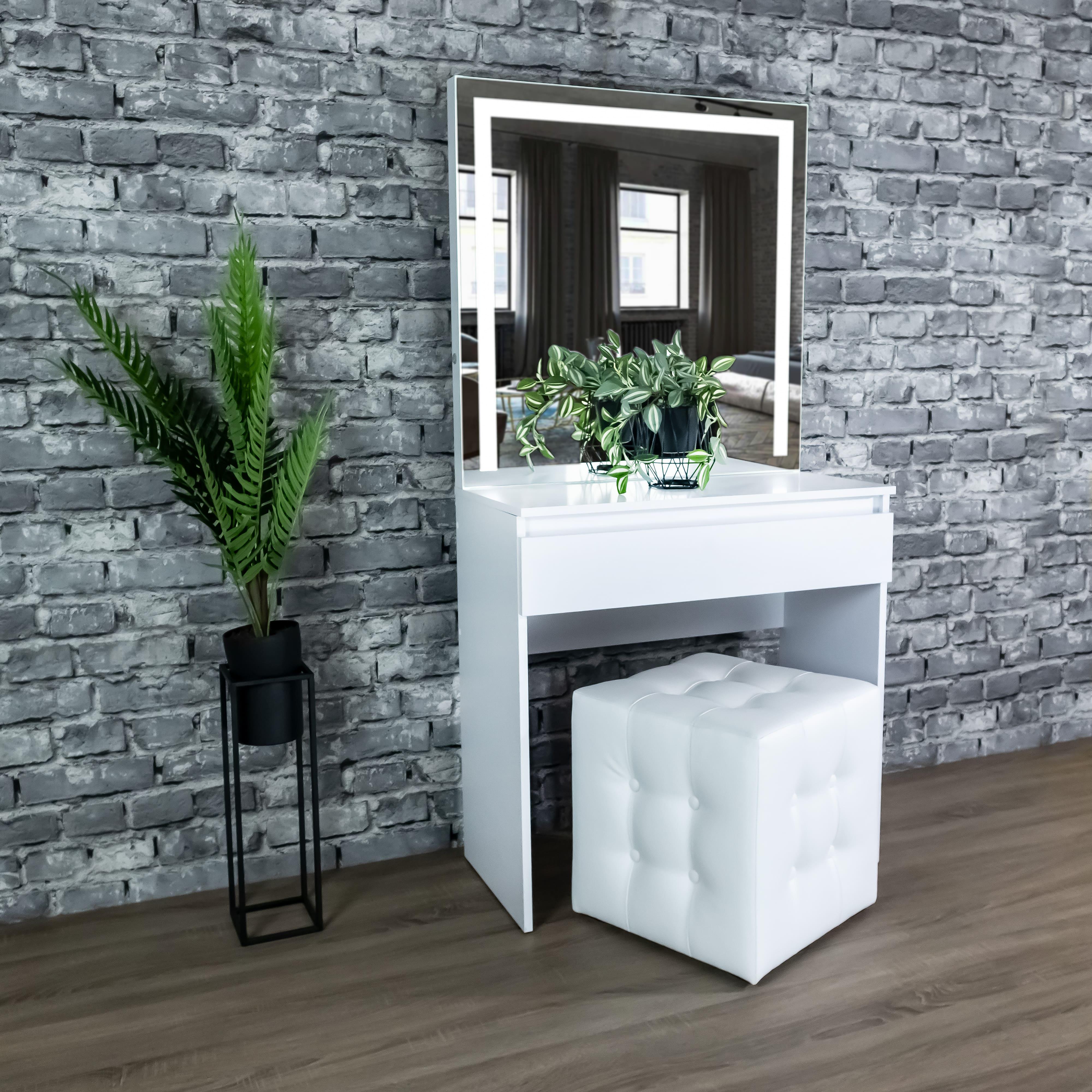 Стіл макіяжний з підсвіткою та шухлядою 160х80х40 см Білий (01/05) - фото 2 Стіл макіяжний з підсвіткою та шухлядою 160х80х40 см Білий (01/05) - фото 2