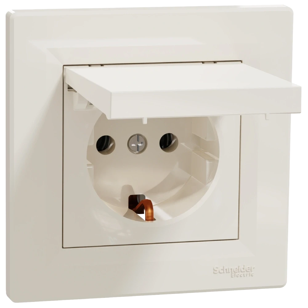 Розетка із кришкою із заземленням Schneider Electric Asfora EPH3100123 (2983439601)