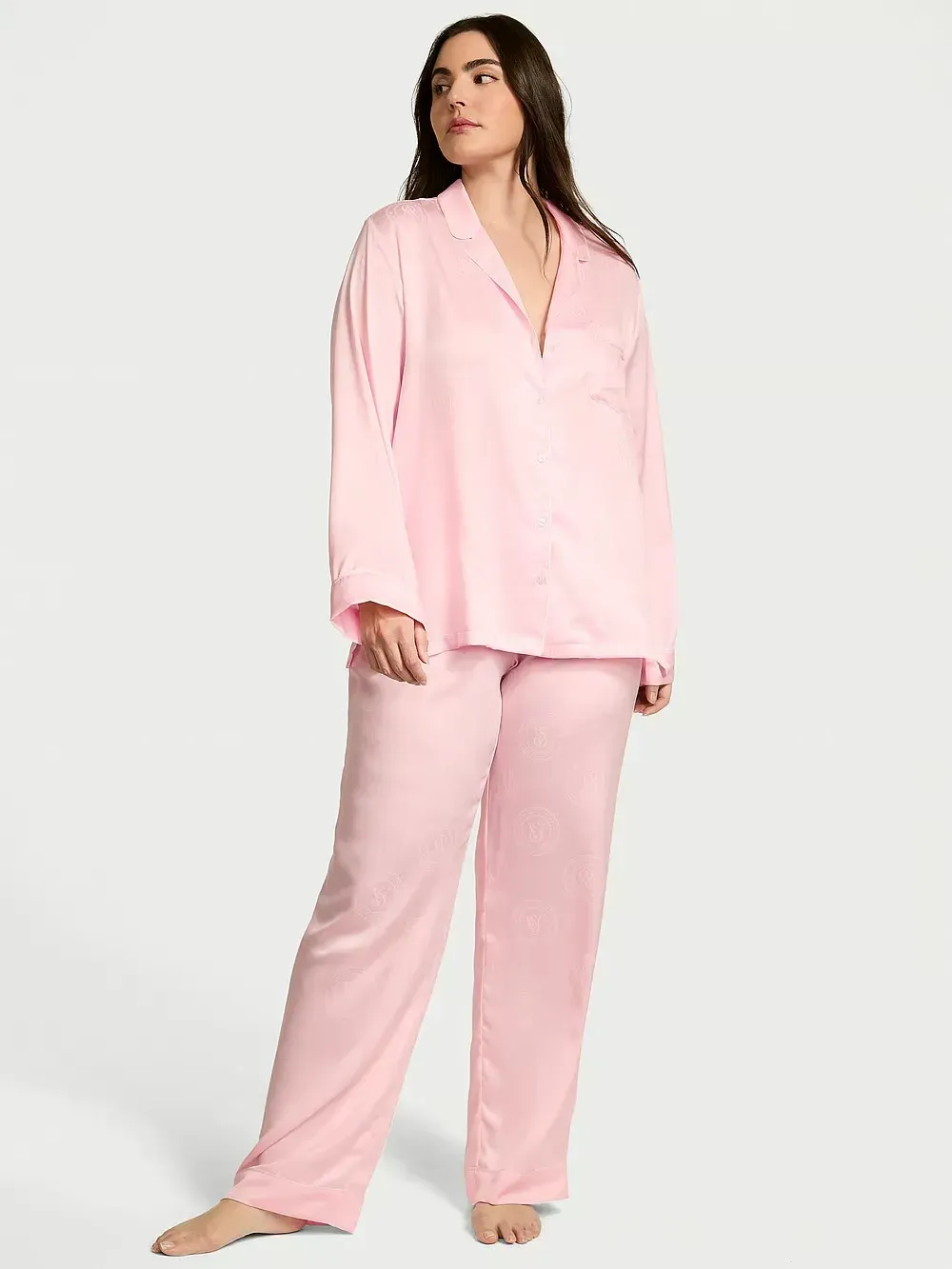Піжама жіноча Victoria's Secret Glazed Satin Long Pajama Set сатинова M Рожевий (27040239)