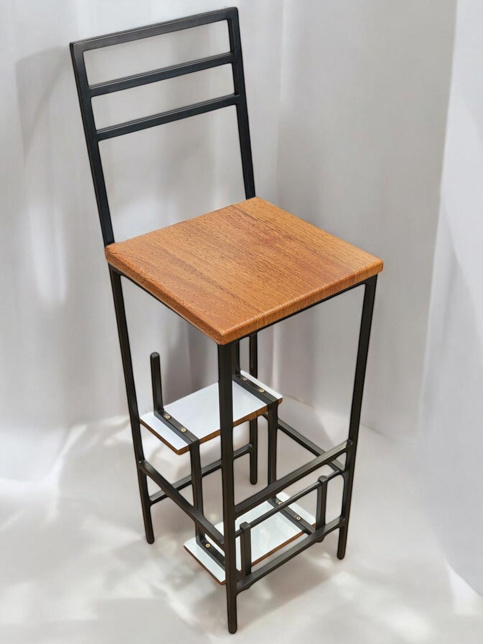 Стілець-драбинка трансформер Magnus на 3 ступені в стилі лофт зі спинкою Горіх - фото 2 Стілець-драбинка трансформер Magnus на 3 ступені в стилі лофт зі спинкою Горіх - фото 2