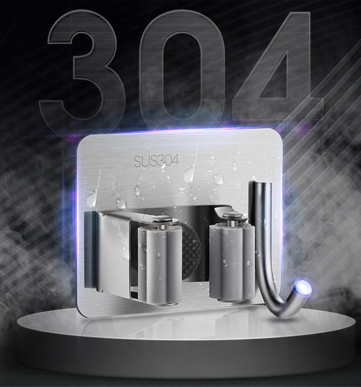 Настенный держатель для швабры с крючком SUS304 Black (137811) - фото 5 Настенный держатель для швабры с крючком SUS304 Black (137811) - фото 5