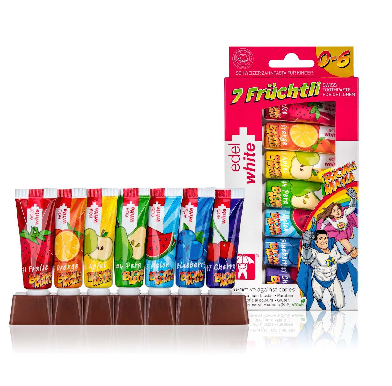 Зубная паста детская Edel White 7 фруктов от 0 до 6 лет 7 шт. по 9,3 мл (300)