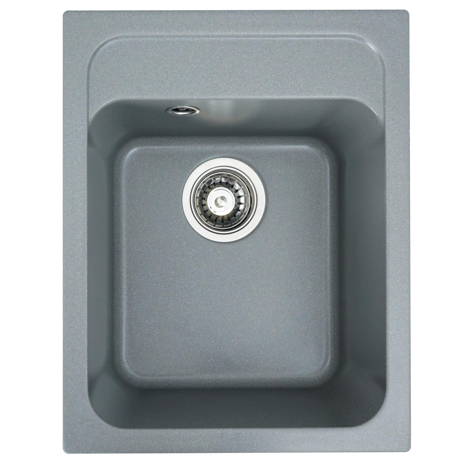 Мойка кухонная Platinum PLS-A24950 гранитная прямоугольная 398x497 мм Серый (152369)