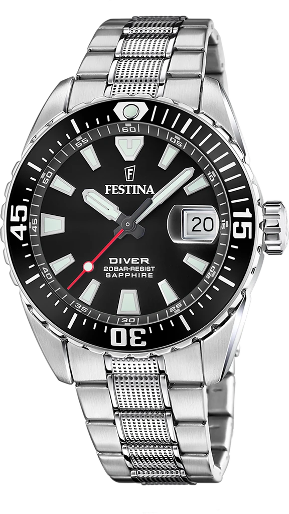 Наручные часы мужские Festina F20669/3 The Originals со стальным корпусом/сапфировым стеклом WR 200 м и черным циферблатом Наручные часы мужские Festina F20669/3 The Originals со стальным корпусом/сапфировым стеклом WR 200 м и черным циферблатом