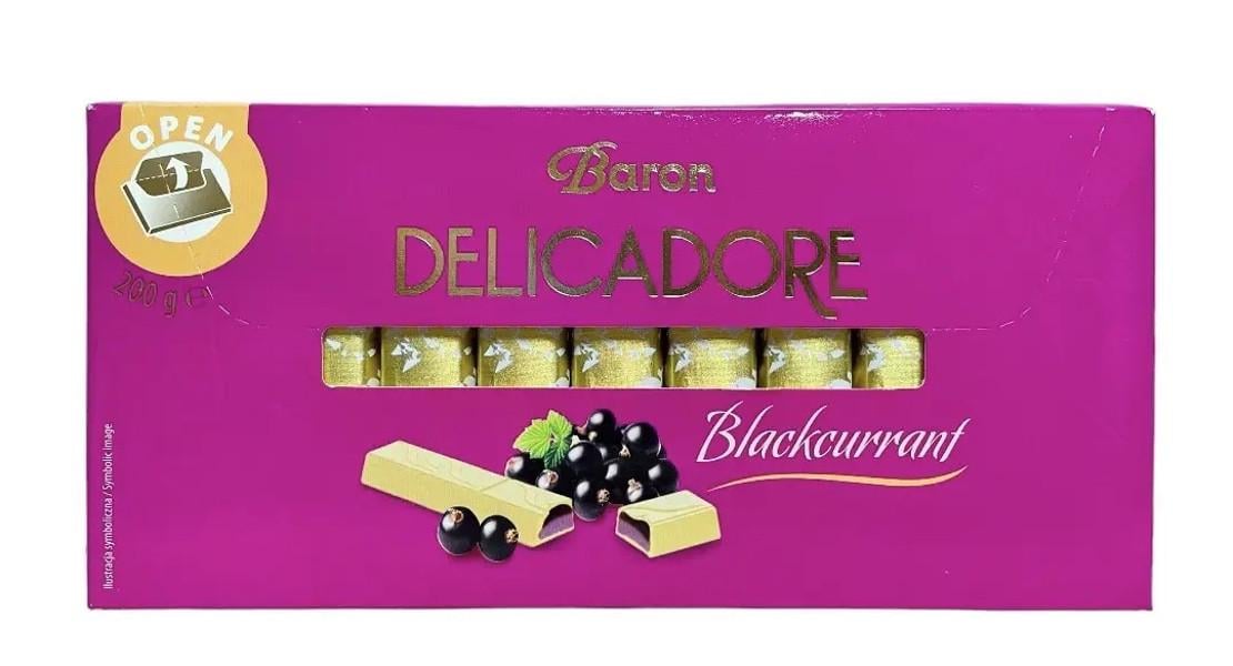 Шоколад белый со смородиной Baron Delicadore Blackcurrant 200 г