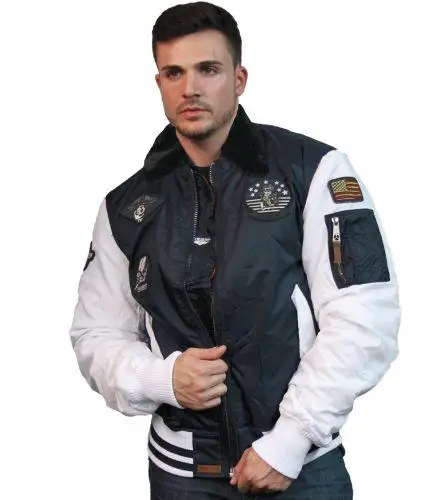 Бомбер Top Gun MA-1 Color Block With Fur and Patches L Navy/White (TGJ1649PNWL) - фото 5