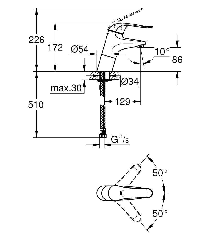 Cмеситель для умывальника Grohe EUROECO 32765000 однорычажный Хром (111884) - фото 2