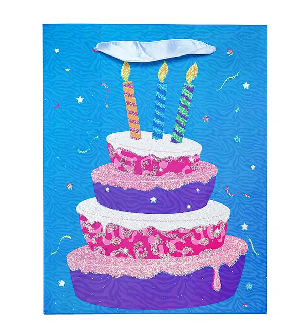 Подарочный пакет Cake рисунок с блестками ламинированный картон 18x10x23 см Подарочный пакет Cake рисунок с блестками ламинированный картон 18x10x23 см