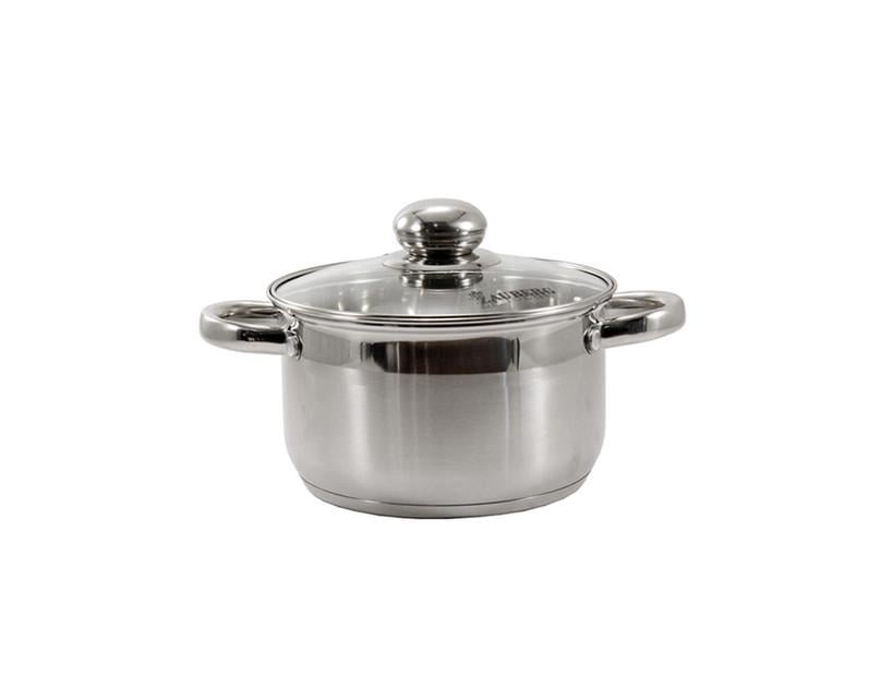 Кастрюля из нержавеющей стали со стеклянной крышкой 1,9 л 17 см