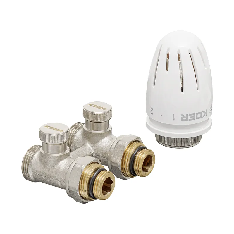 Комплект для нижньої підключенням радіатора KOER SET-22 прямий з термоголовкою ЗЗ 1/2"x3/4" (KR3174)