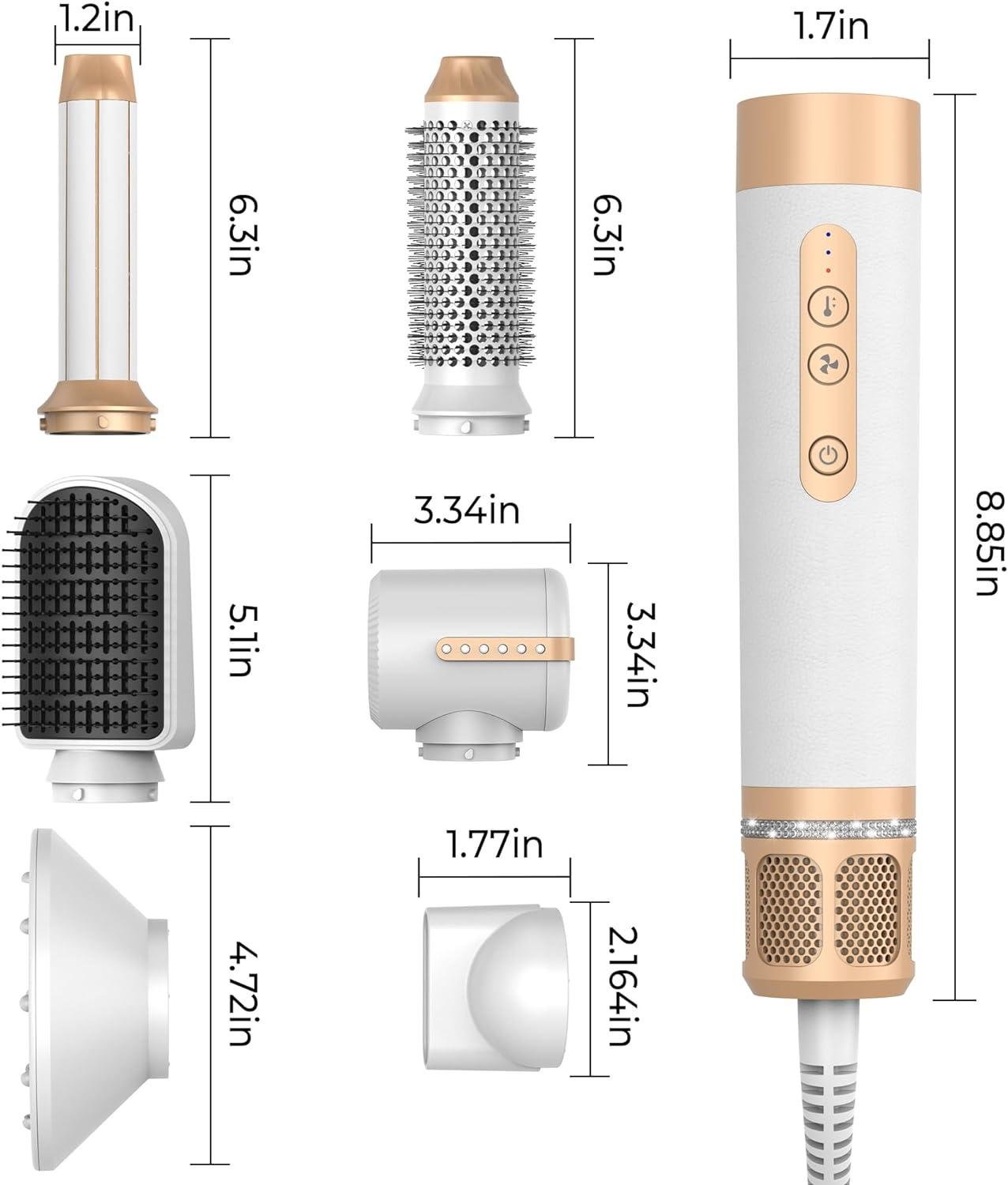 Фен-щетка стайлер Ukliss Air Styler 7в1 с диффузором для сушки/завивки волос - фото 3