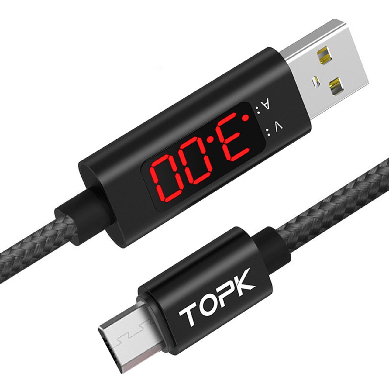 Кабель синхронизации Topk Display USB 1m 2.4A (TK27U-VER2) MicroUSB Black - фото 2