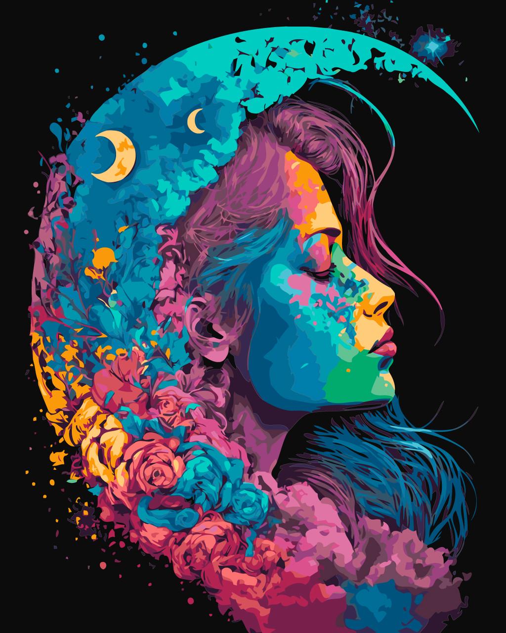 Картина по номерам ORIGAMI Портрет лунной девушки Абстракция 40х50 см (LW31640)