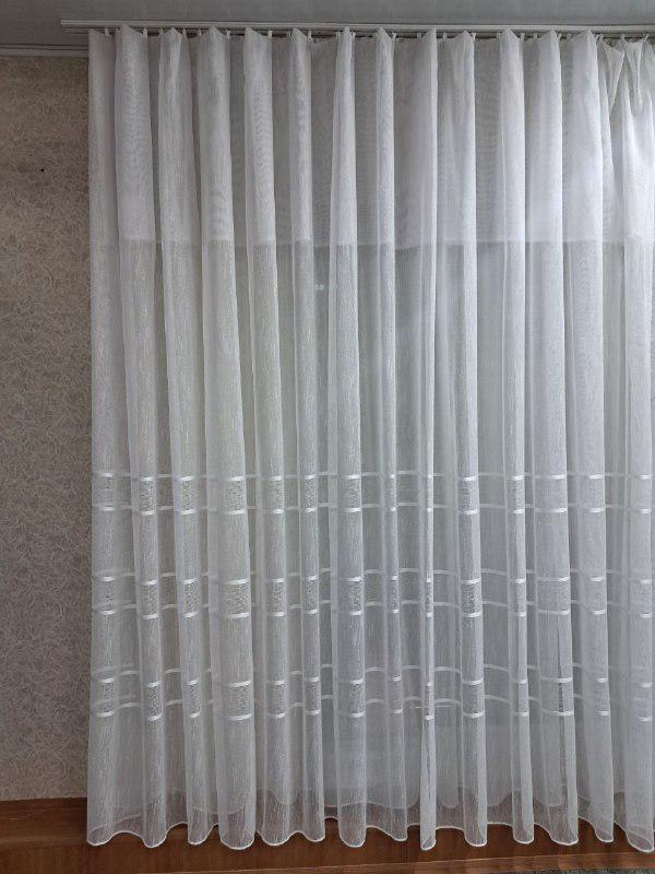 Гардина из искусственного льна Льняная полоска 400х270 см