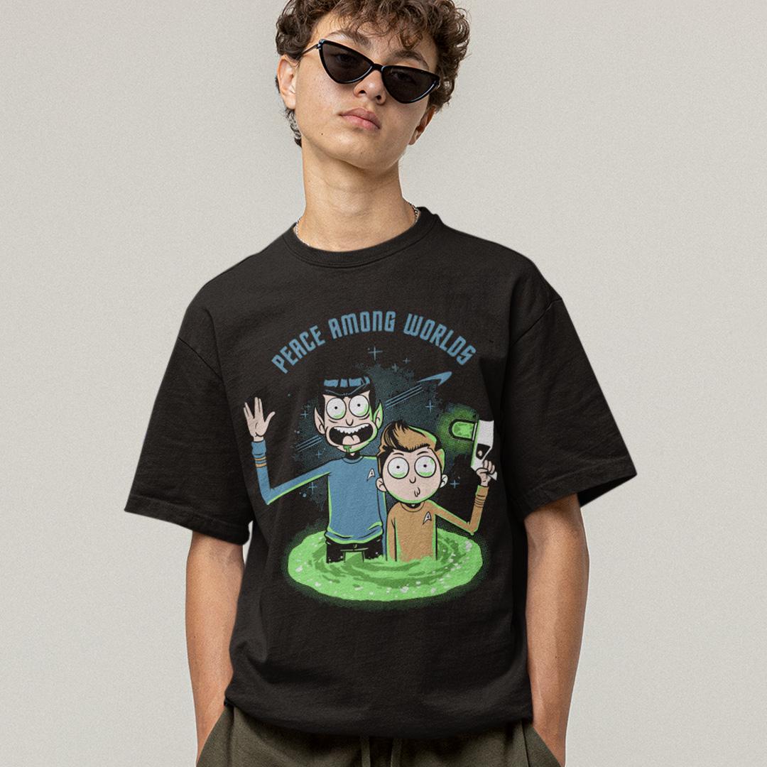 Футболка унисекс Rick And Morty Peace Among Worlds 4XL Черный (0000011469)