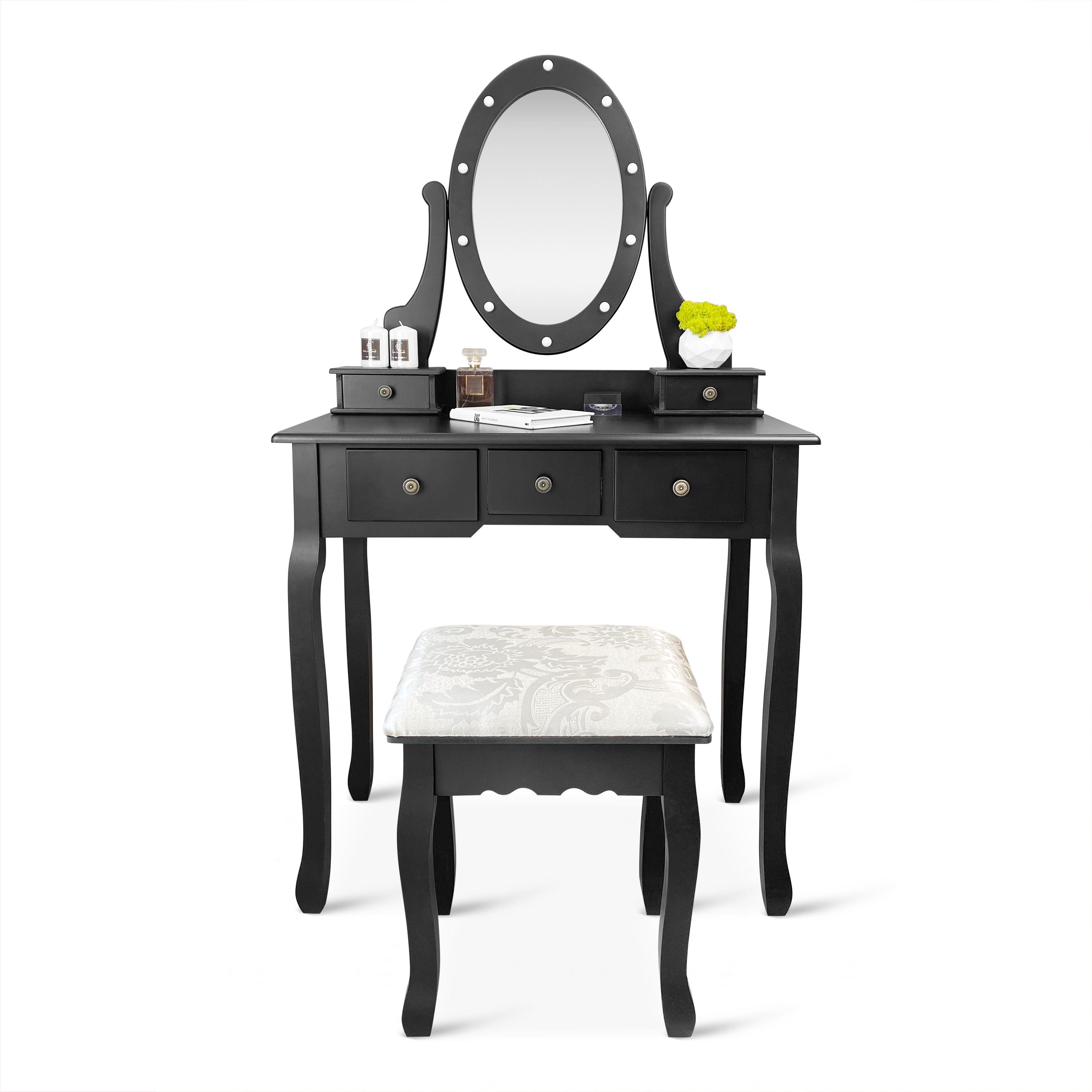 Туалетный столик с зеркалом Homart Denver с подсветкой и табуретом Черный (9360) - фото 2 Туалетный столик с зеркалом Homart Denver с подсветкой и табуретом Черный (9360) - фото 2