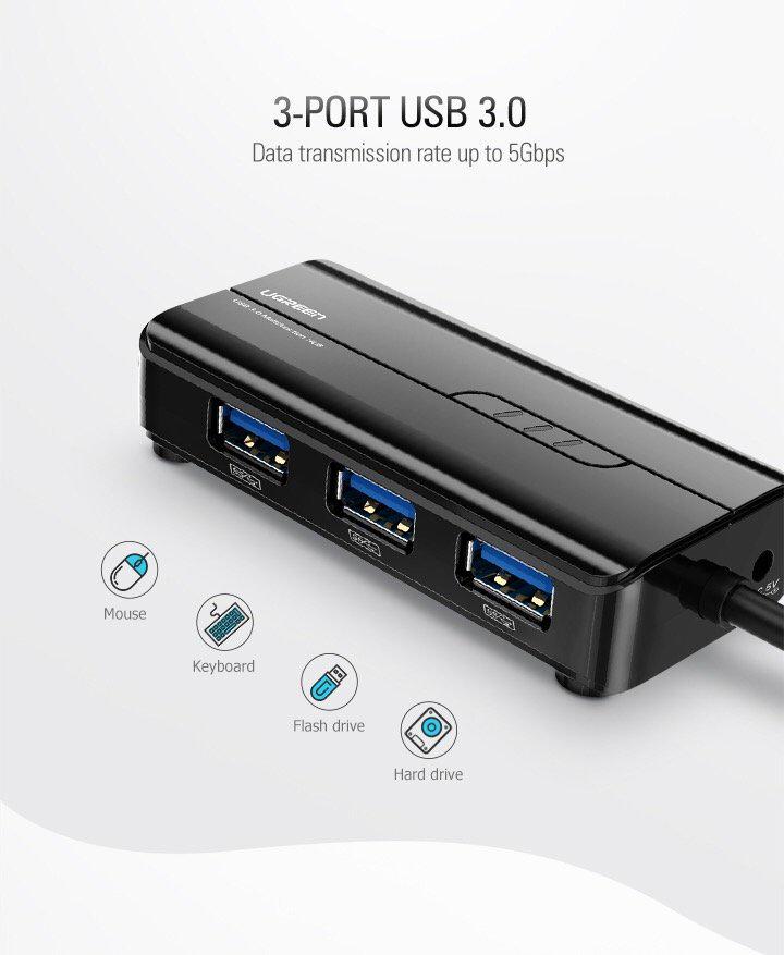 Концентратор UGREEN USB-100MBS (10416570) - фото 13