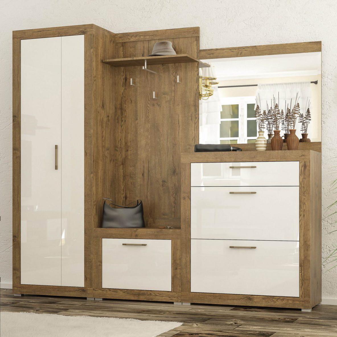 Вішалка з тумбой підлогова Мебель-Сервіс 680 Парма Дуб апріл/Білий лак (26911098) - фото 2 Вішалка з тумбой підлогова Мебель-Сервіс 680 Парма Дуб апріл/Білий лак (26911098) - фото 2