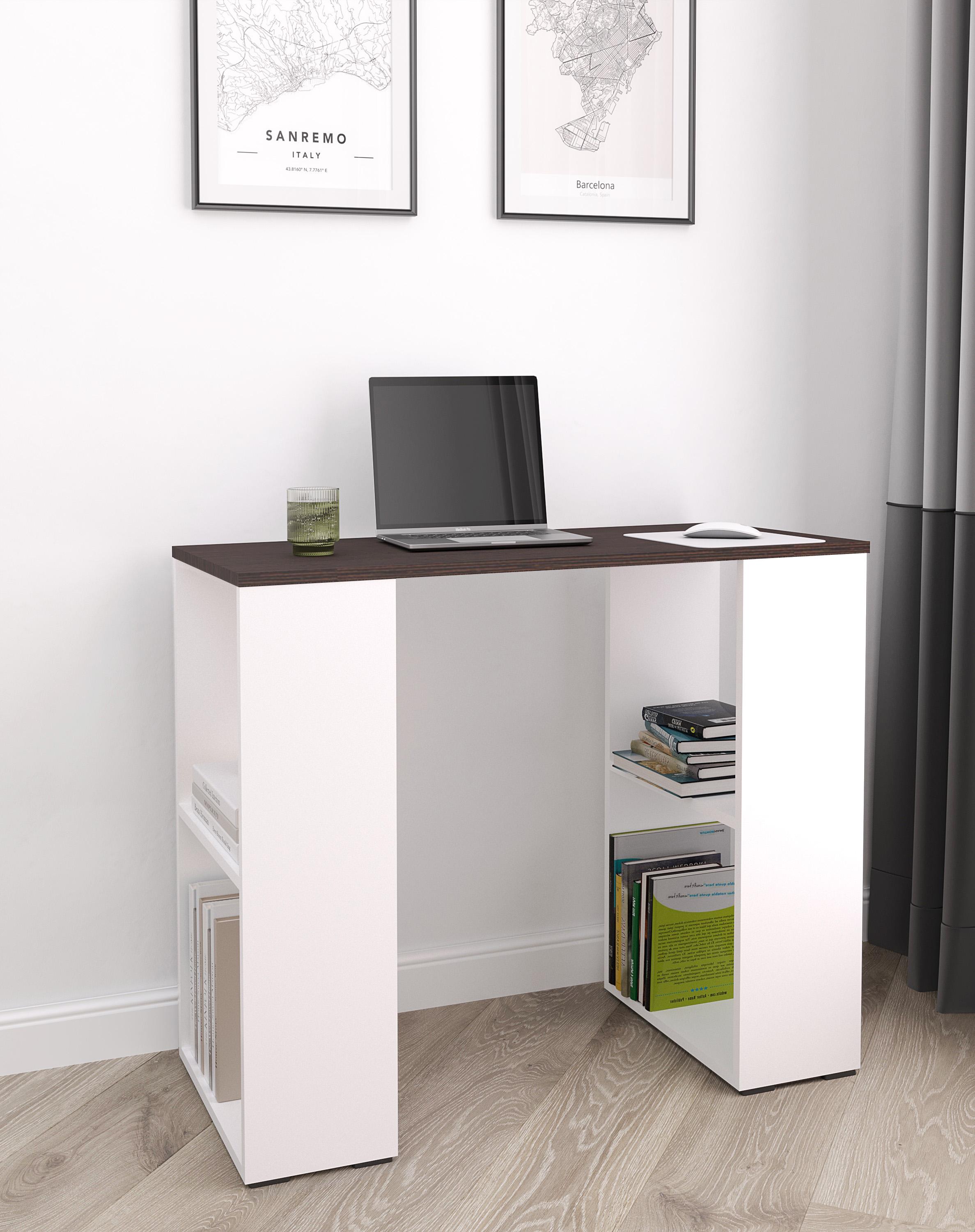 Компьютерный стол с полками 900х756х400 мм Белый+Венге (S-11)