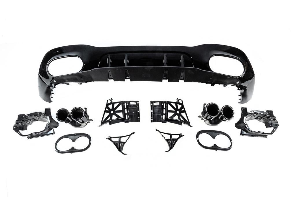 Дифузор задній з насадками Cixtai для Mercedes A-сlass W177 2018- рр. abs-пластик Чорний (129214)