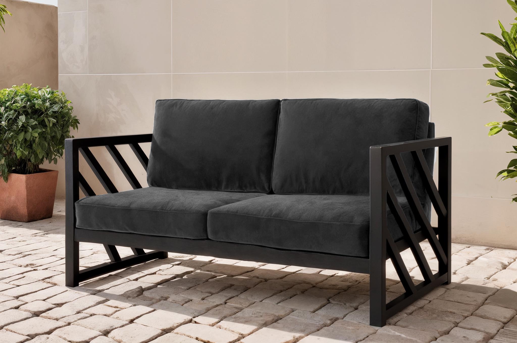 Диван металлический Tobi Sho Гранд/DV4 с подушками 750х1600х700 мм велюр Темно-серый/32 (DV40515)