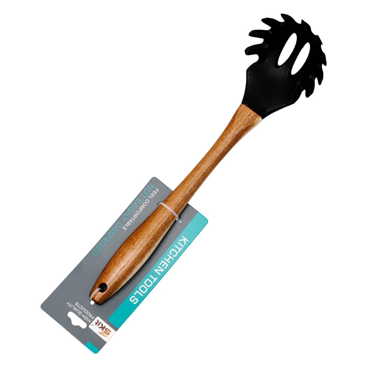 Ложка для спагетті силіконова з дерев'яною ручкою 30 см (A-034725) - фото 4 Ложка для спагетті силіконова з дерев'яною ручкою 30 см (A-034725) - фото 4