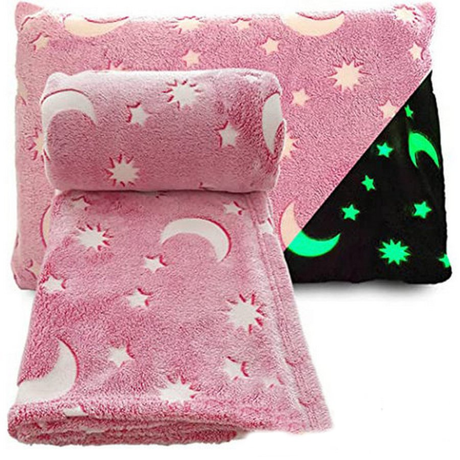 Плед светящийся в темноте BLANKET со звездами 120х150 см Pink (4727bacd) - фото 6