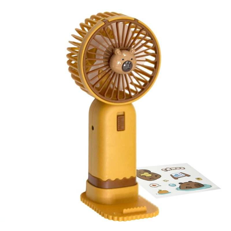 Портативный вентилятор на аккумуляторе Капибара с USB и наклейками