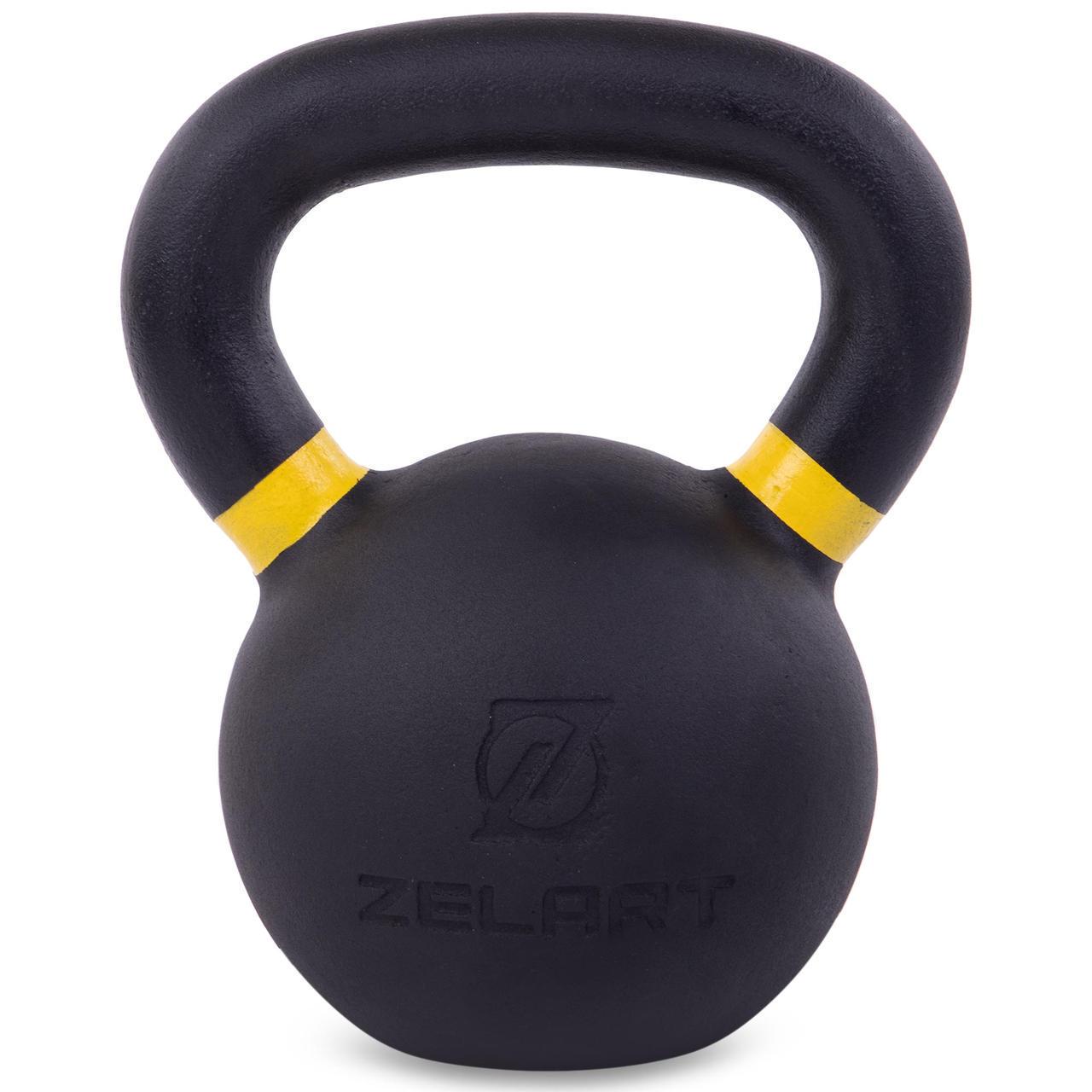 Гиря тренировочная цельная Zelart TA-3638-16 чугунная окрашенная 16 кг Черный/Желтый (2734051069)
