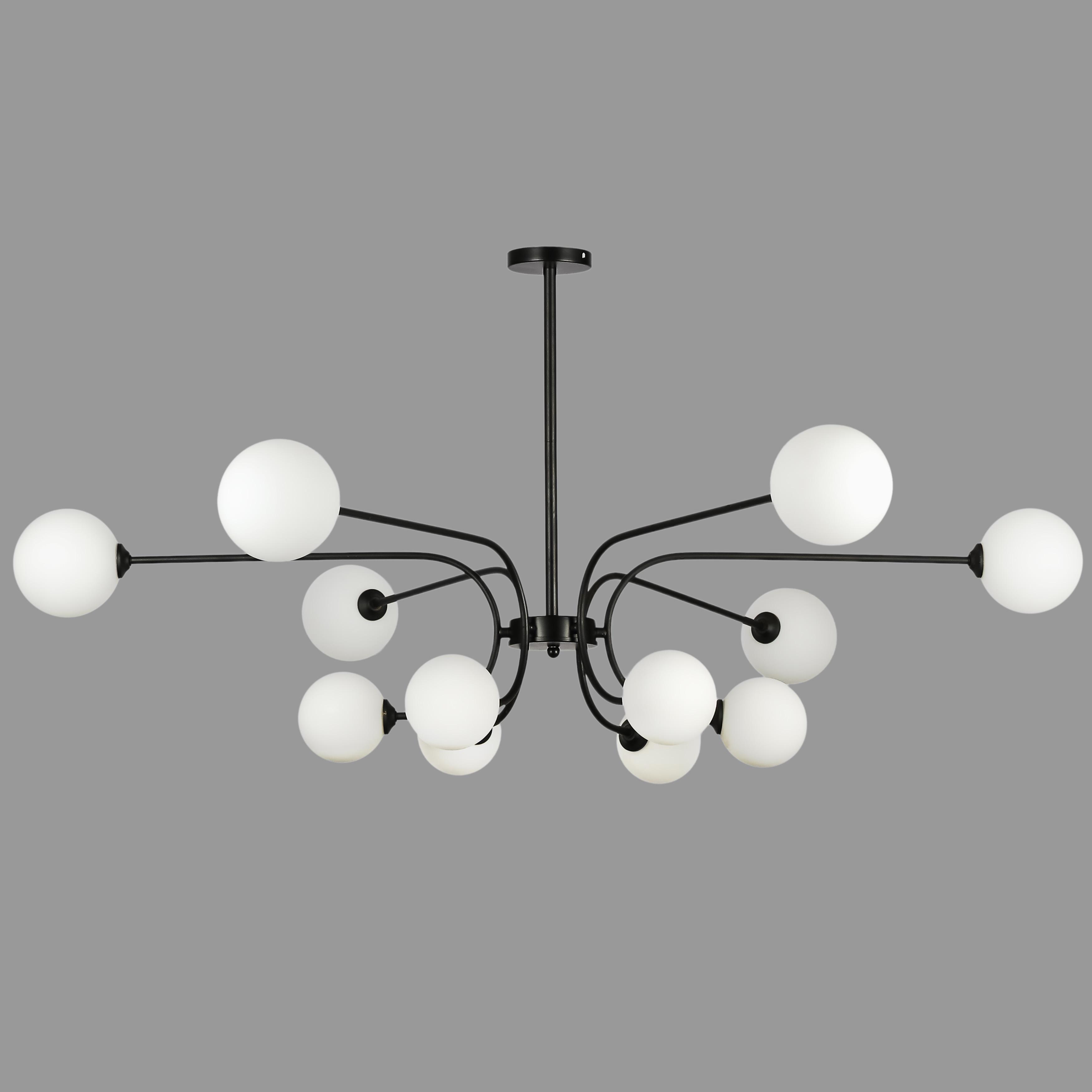 Люстра современная на 12 плафонов Черный (52-9808-12 BK+WH)