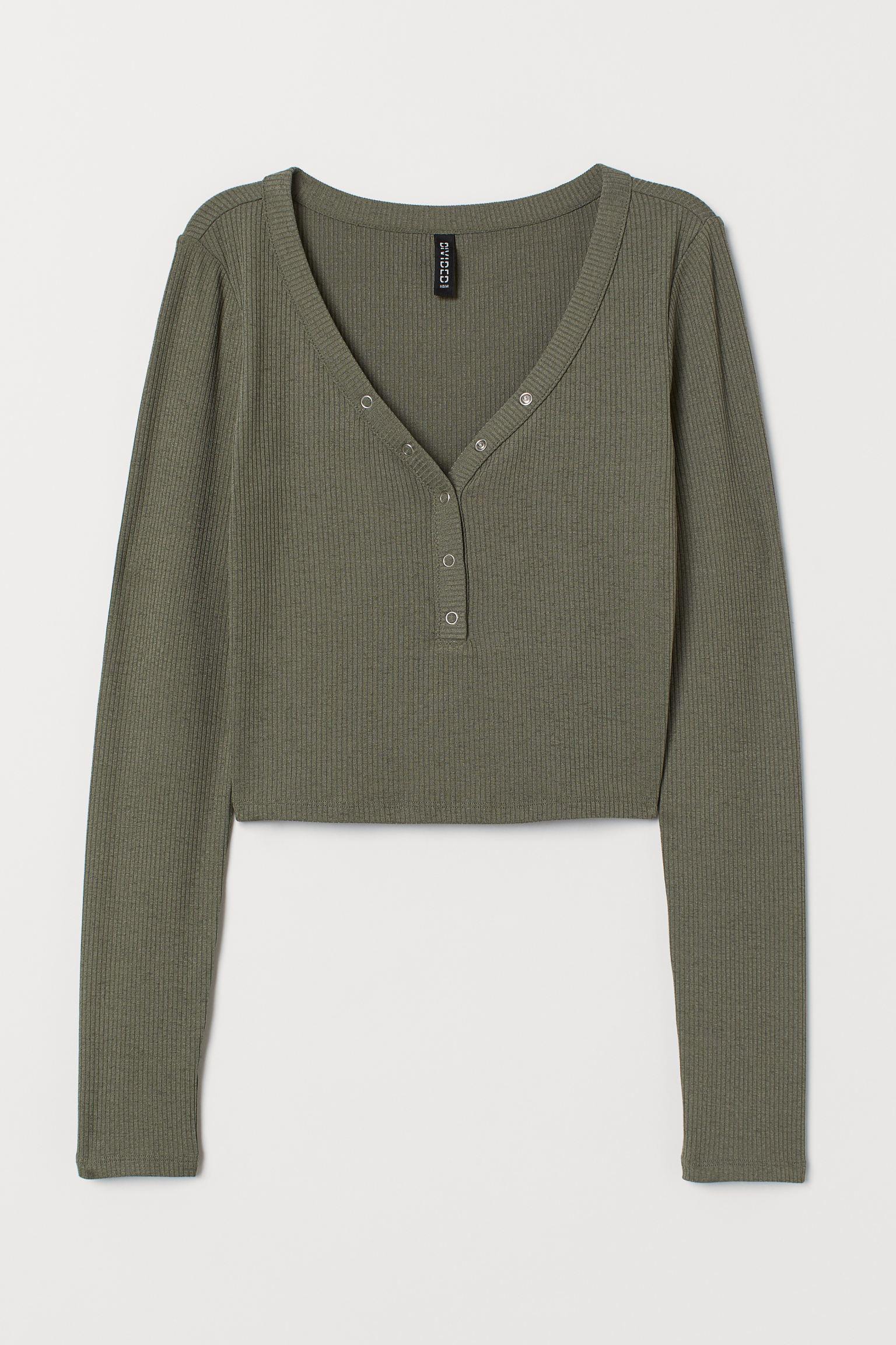 Лонгслив H&M L Темно-зеленый (7107656700)