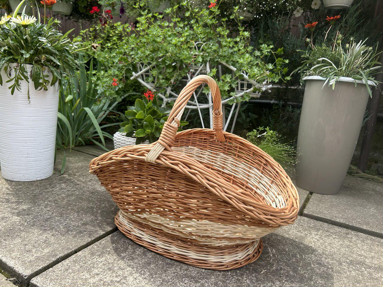 Корзина широкая плетеная из лозы Сімейний Затишок Белый/Коричневый - фото 3