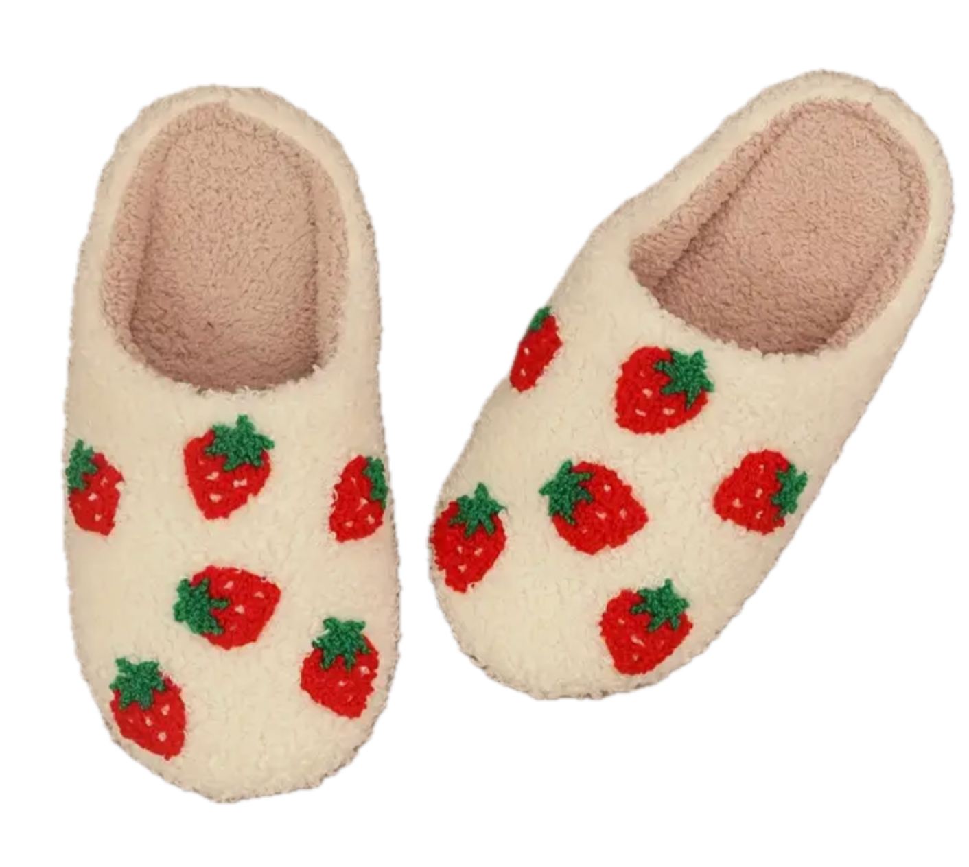 Домашні тапочки жіночі Полуниці плюшеві р. 39 Бежевий (29868398)