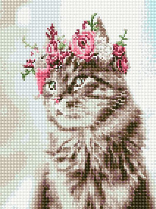 Алмазная мозаика Rainbow Art Кошка в веночке 30x40 см (EJ1251)