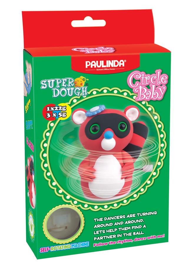 Маса для ліплення Paulinda Super Dough Circle Baby Єнот з заводним механізмом Червоний (PL-081177-1)