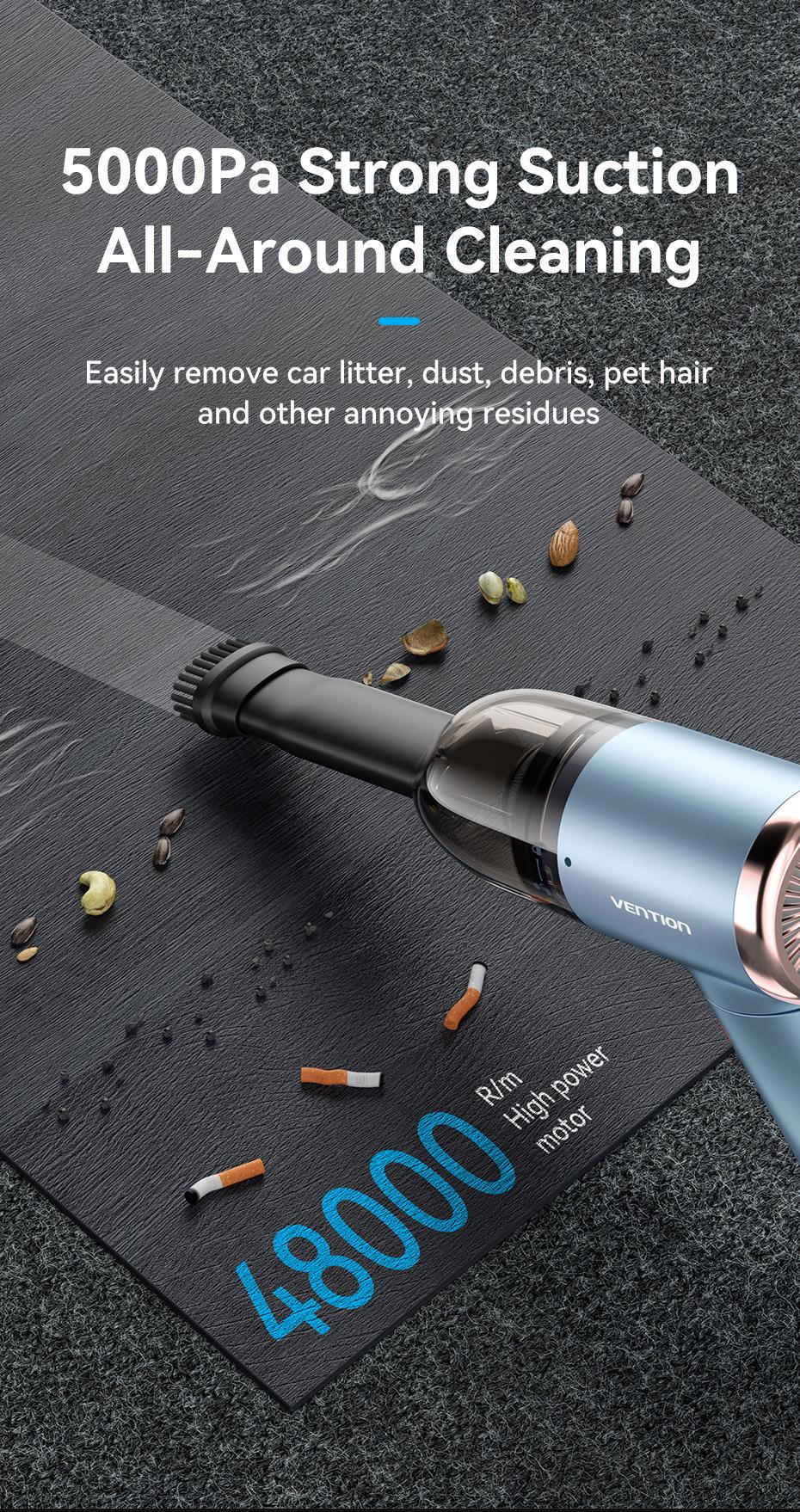 Автопилосос бездротовий Vention 70W 5000Pa Синій (KRAL0) - фото 5